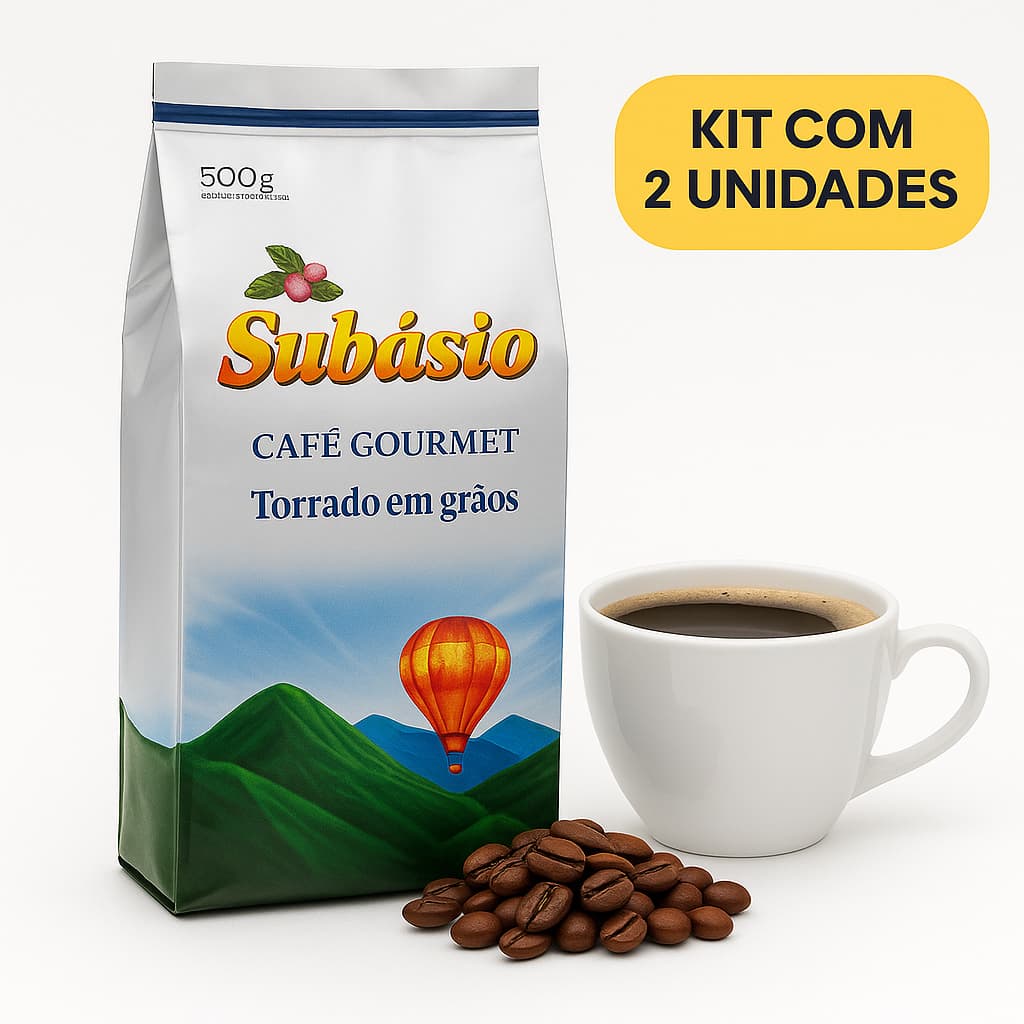 Kit c 2 Café Subásio em Torrado Grãos Gourmet 500g Torra Média - Sul de Minas