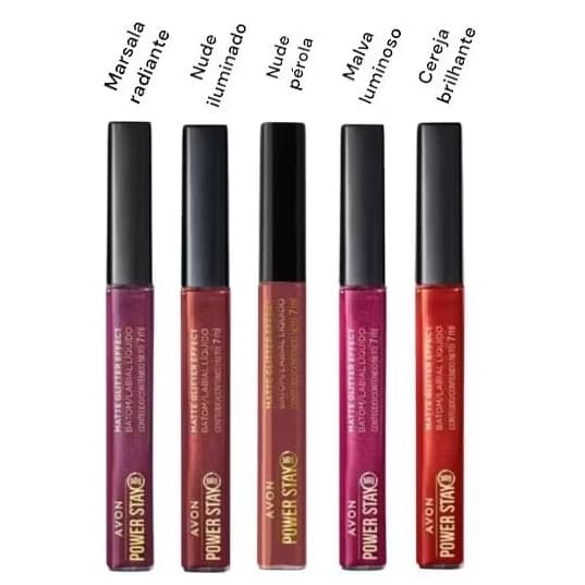 Batom power stay líquido matte glitter effect AVON