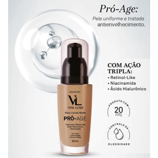 Odorata - Base Líquida Pró-Age FPS 20 30ml