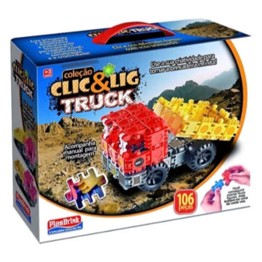 Brinquedo Caminhão Truck Montar Clic & Lig 106 Peças Plasbrink Caminhão Tipo Lego