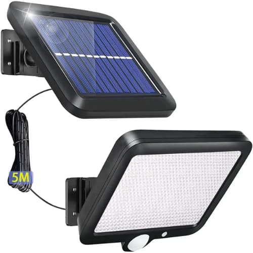 Luminária LED Solar 56 Leds 3 Funções Com Detector De Movimento Iluminação Externa Econômica