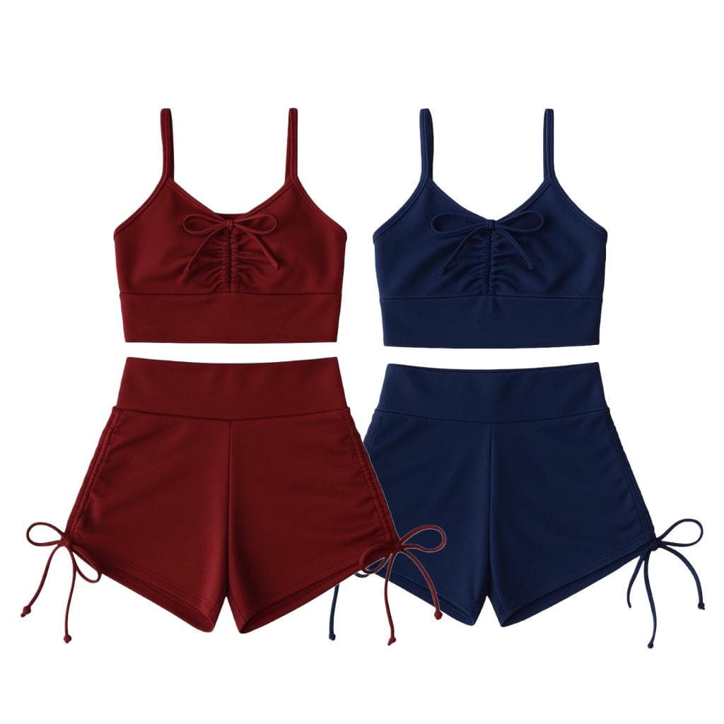 Kit 2 Conjunto Preto Feminino Fitness Short e Top Academia Fitness Roupa Treinar Cintura Alta