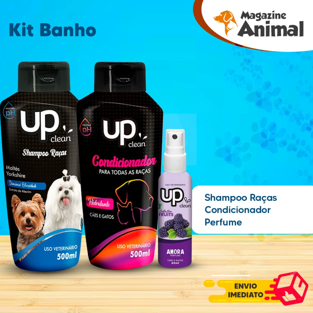Kit Shampoo Para Cachorro pet Shampoo para cães Maltês-Yorkshire 500ml + Condicionador Raças 500ml