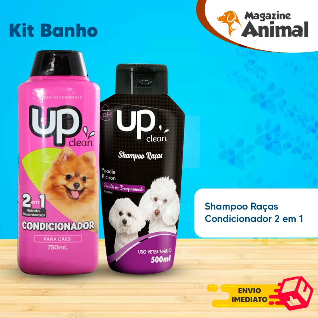KIt Shampoo para Cachorro Raças Poodle - Bichon 500ml + Condicionador 750 ml UP Clean