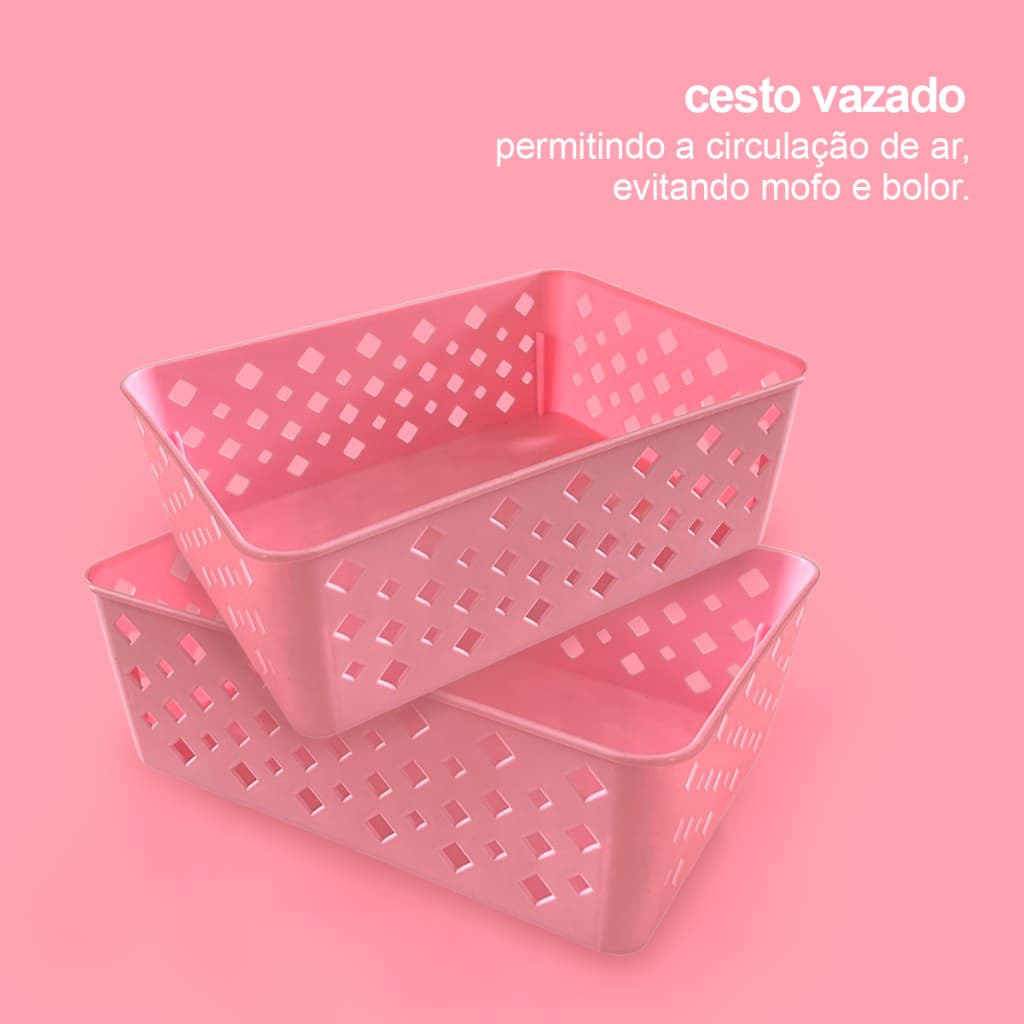 Cestinha Organizadora Empilháveis Multiuso – 19x14x6,5cm Cozinha, Armário, Banheiro