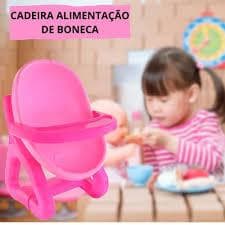 Cadeira Cadeirão Alimentação Rosa de Bebê para Bonecas Brinquedo infantil Menina Brincadeira
