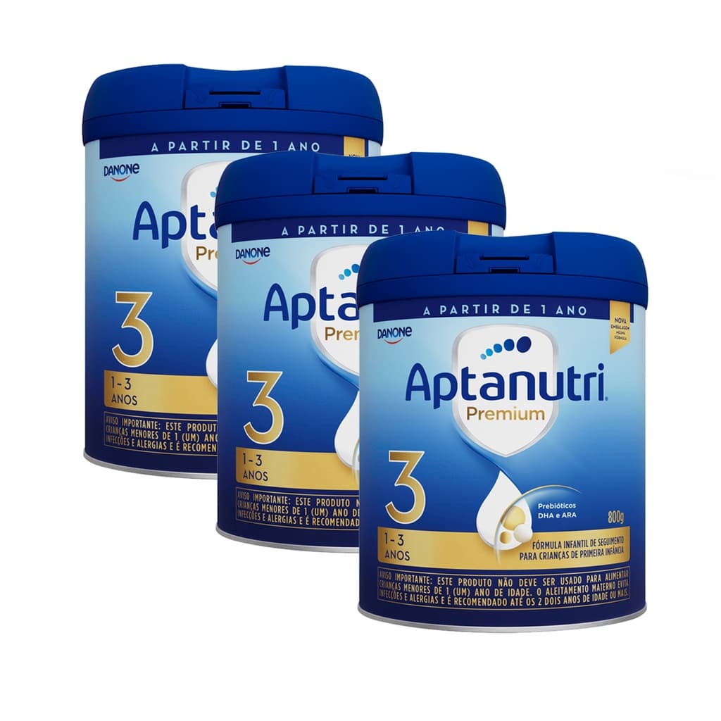 Kit Com 3 Aptanutri Premium 3 Fórmula Infantil 800g Cada