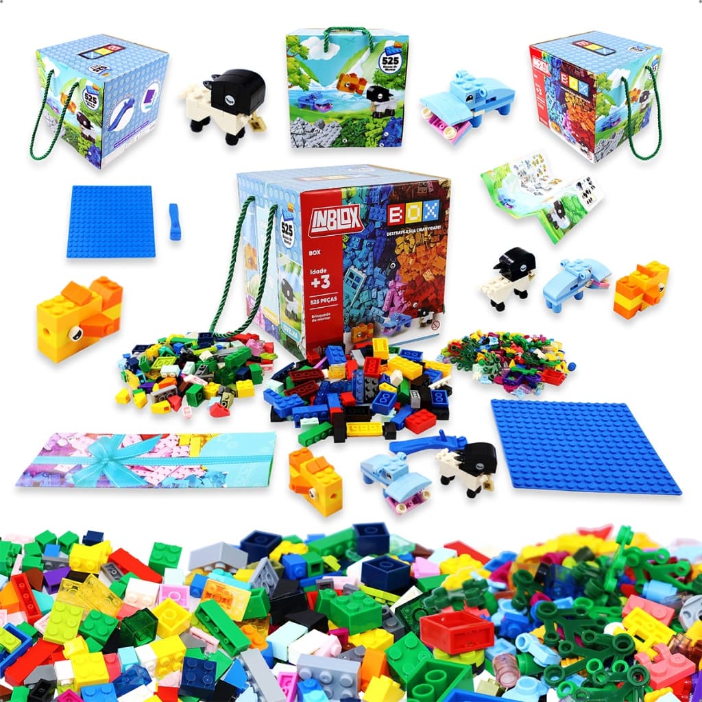 Brinquedo Bloco de Montar PLACA Educativo Infantil Compatível Kit Carros animais Caixa