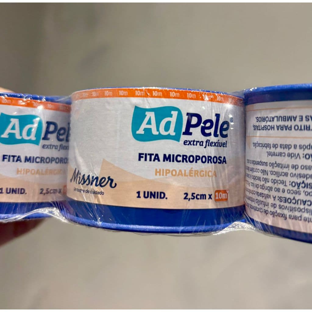 Fita Micropore Branca 2,5cmx10m - Kit 06 Unidades