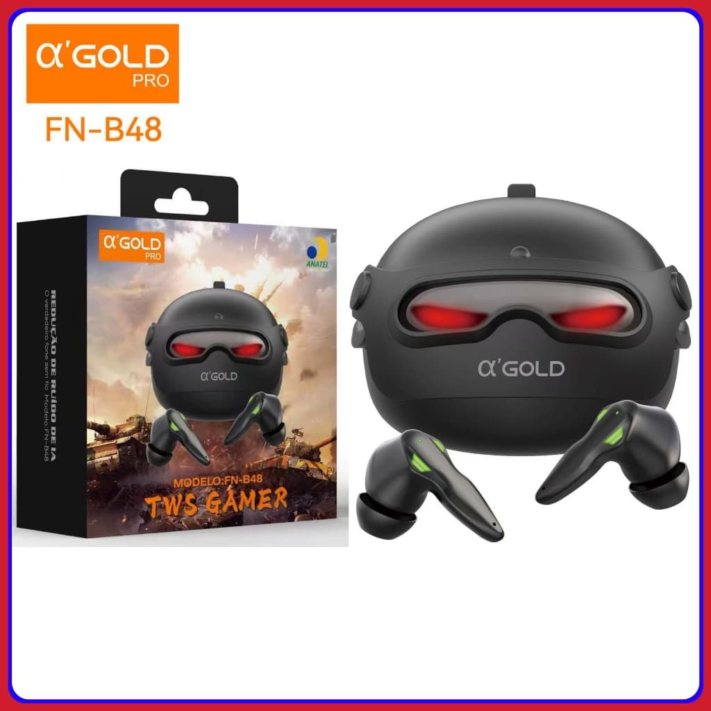 Fone de Ouvido Gamer Bluetooth Fone TWS Gamer Com Redução de ruído original A' Gold FN-B48
