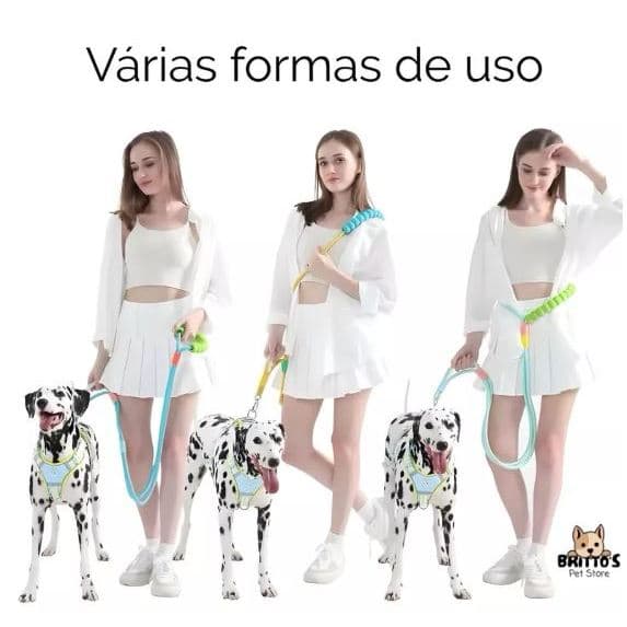 Guia Mãos Livres Passeio Corrida Pet Cachorro Resistente Corda dupla Nylon Transversal Reforçada.