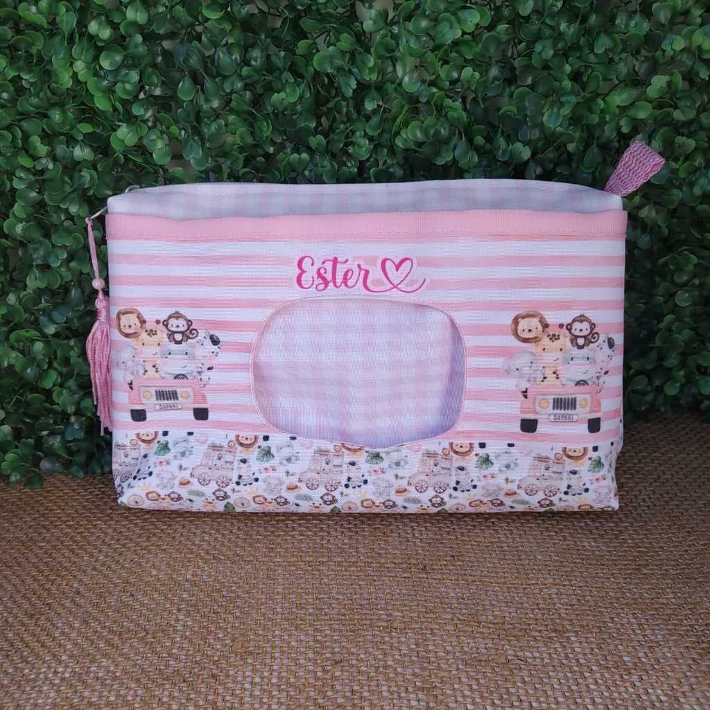 Necessaire porta fralda e lenço umedecido personalizado com tema