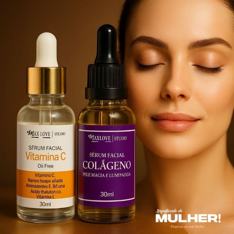 Sérum Colágeno Pele Macia Rosto Pele de Veludo Macia + Sérum Vitamina C Max Love Original C/2
