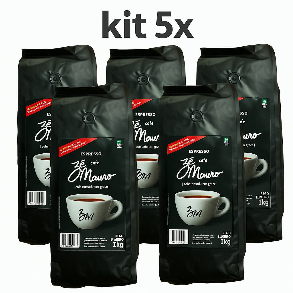 Kit 5 Café Torrado Em Grãos Espresso Zé Mauro Pacote 1kg