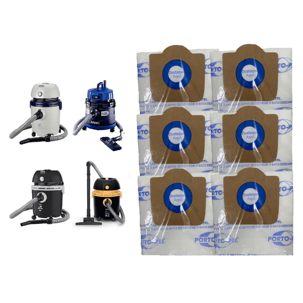 KIT 6 SACO FILTRO DESCARTAVEL ASPIRADOR DE PÓ ARNO AR12 ÁGUA PÓ ANIMAL CARE H2PÓ H3PÓ