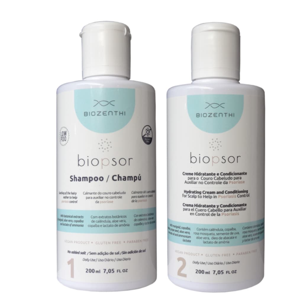 Biopsor Para Tratamento Da Psoríase Kit Shampoo E Creme Hidratante do Couro Cabeludo - Sem Glúten Vegano da Biozenthi