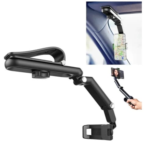 Suporte Veicular Viseira Sol Para Celular Universal Cor Preto Rotação 360º  C632