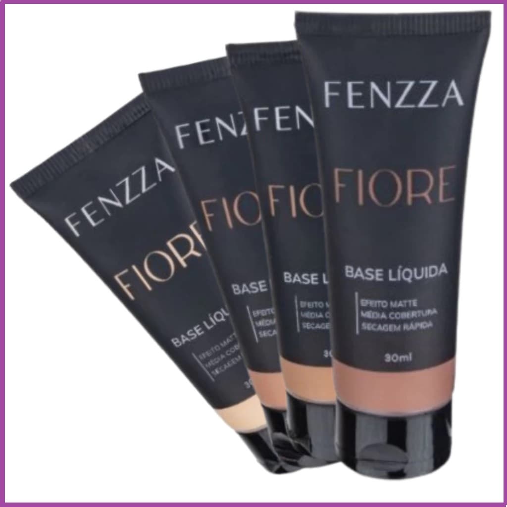 Base Liquida Média Cobertura Secagem Ultra Rápida Efeito Matte Não Oleosa - Fenzza  Fiore BE74