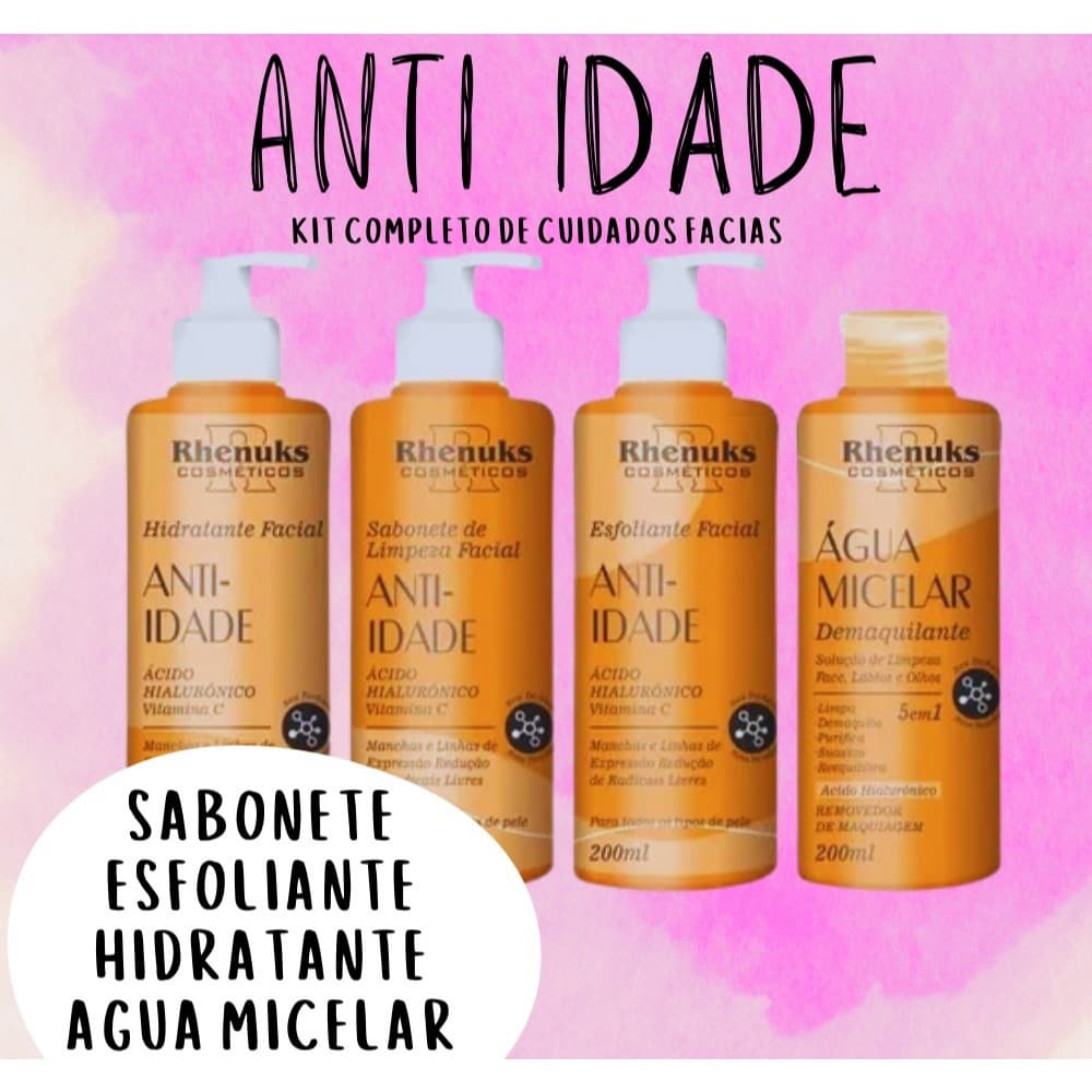 Skin Care Tratamento  Anti Idade - KIT facial RHENUKS c/ 4 itens