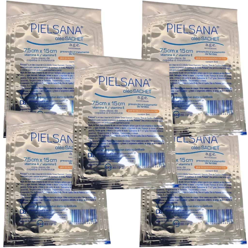 Kit 5 Curativo Pielsana Gaze De Rayon Sachê C/ Óleo A.G.E 7,5 x 15cm (1) Dbs
