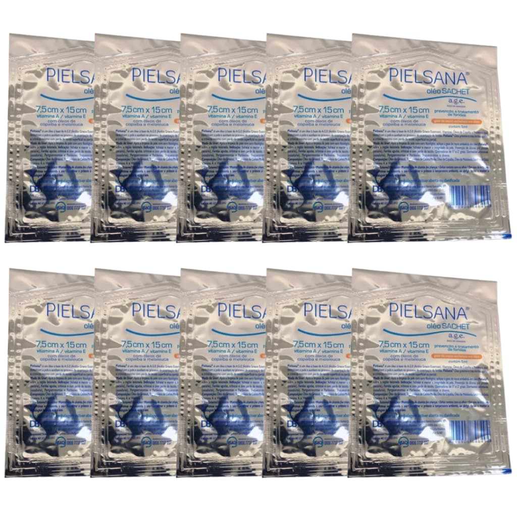 Kit 10 Curativo Pielsana Gaze De Rayon Sachê C/ Óleo A.G.E 7,5 x 15cm (1) Dbs