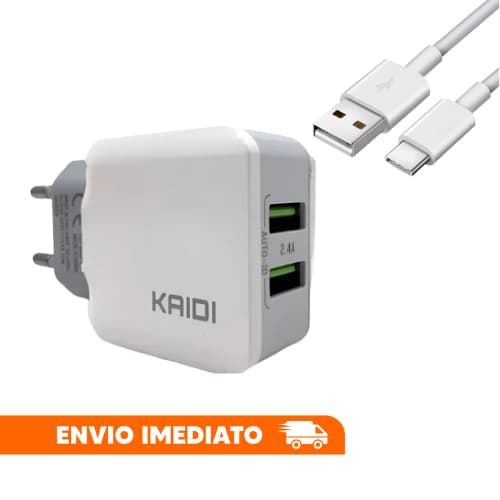 Carregador Duplo Rápido Bivolt Com Cabo Turbo Ultra Rápido USB Tipo-C Celular Android