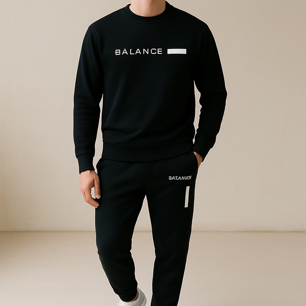 Conjunto Masculino Balance Moletom Gola Careca + Calça Moletom Estampada