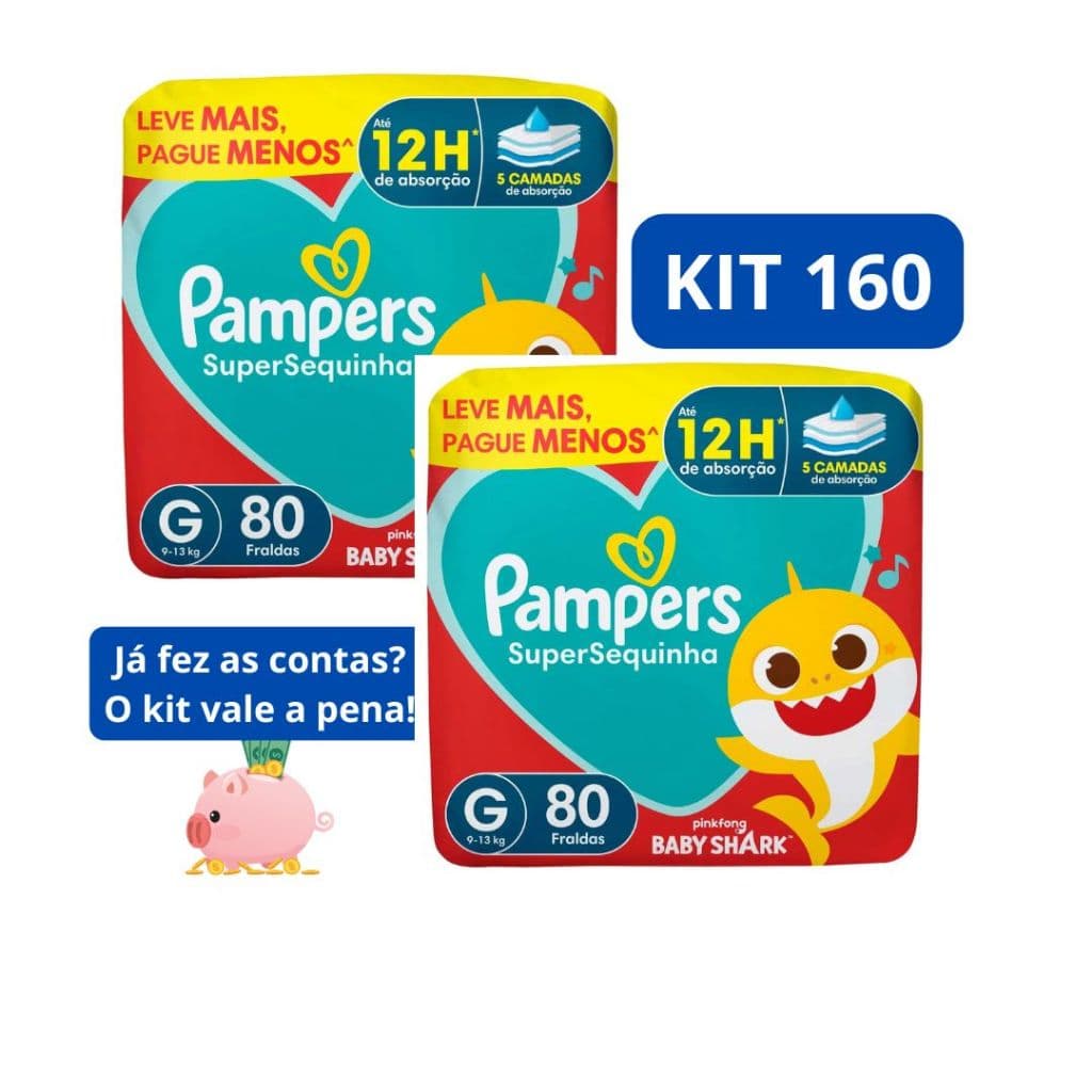 Fraldas Descartáveis Pampers SuperSequinha - Tamanho G 80