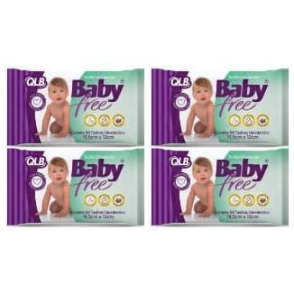 Lenços Umedecidos Baby Free Kit com 4 Pacotes com 50 Unidades Cada