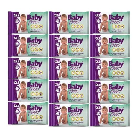 Lenço Umedecido Baby Free  Kit com 15 pacotes com 50 lenços cada unidade