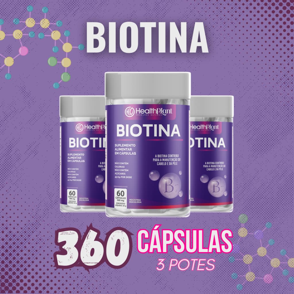 Suplemento Alimentar em cápsulas Biotina Vitamina H Vitamina B7