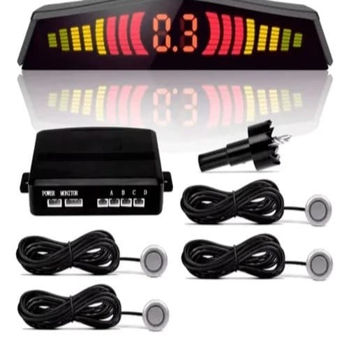 Kit Sensor De Estacionamento 22mm Prata Universal Ré Parachoque Traseiro Serve em todos carros Parachoque Plástico Visor