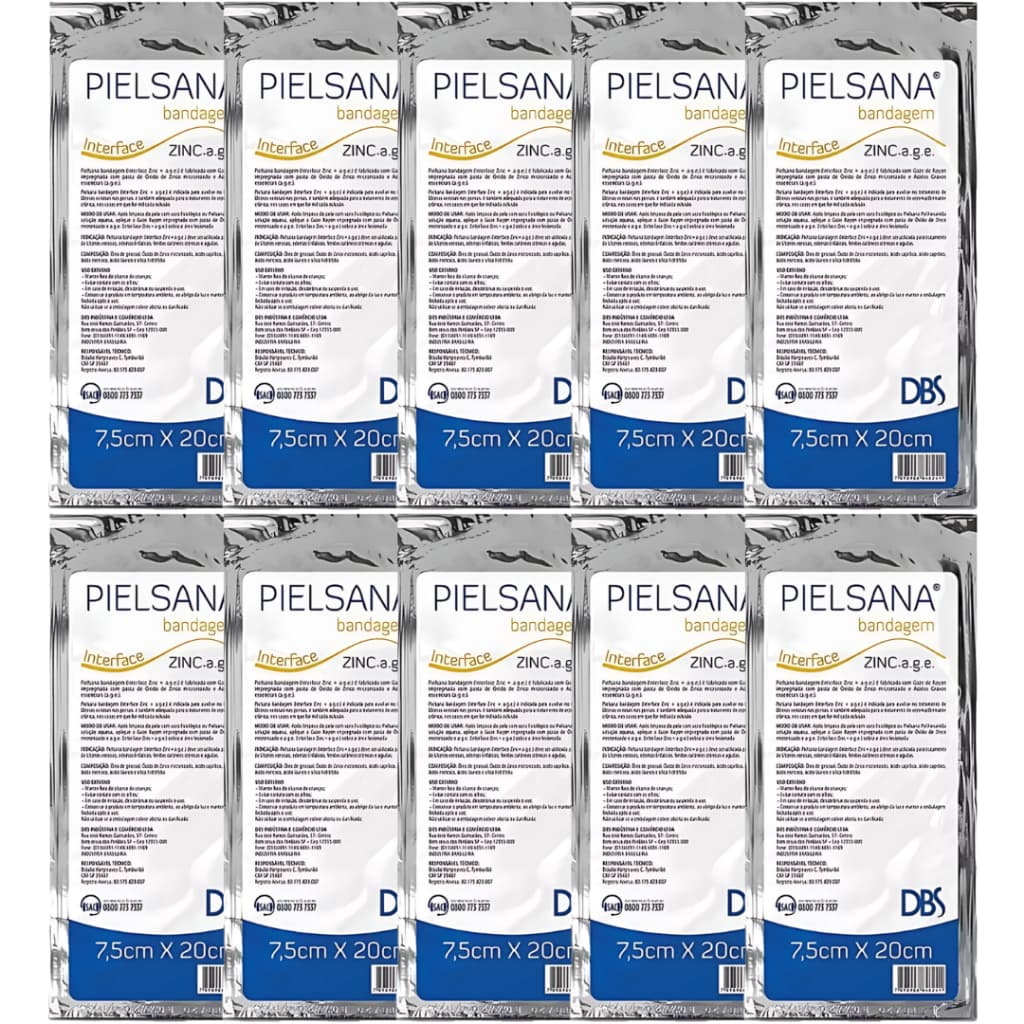 Kit 10 Bandagem ZINC A.G.E Pielsana 7,5 x 20cm (1) Dbs