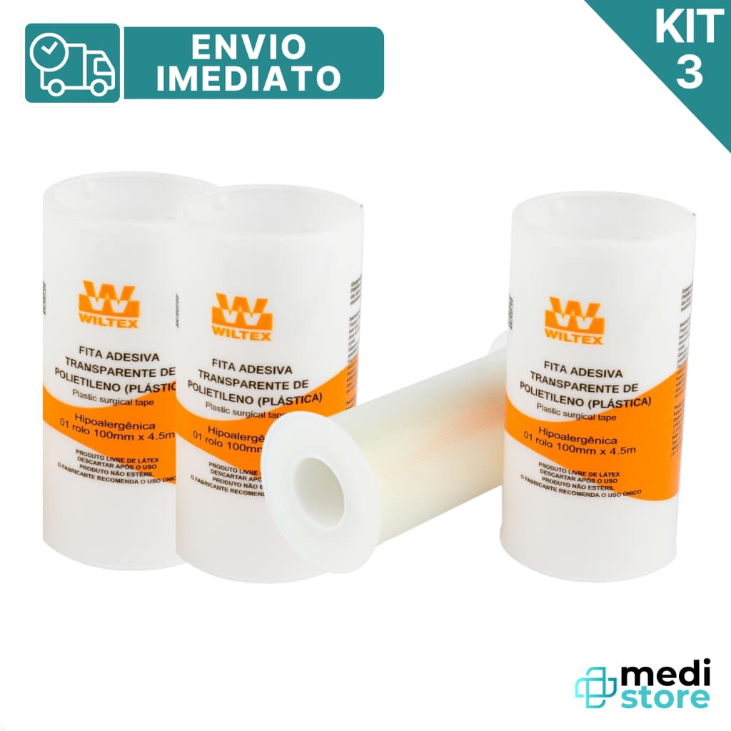 Kit com 3 - Fita Microperfurada Transparente com 10cm X 4,5m - Envio Imediato