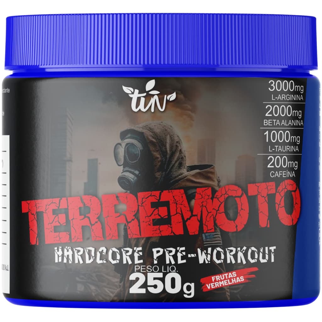 Pré Treino Terremoto 250g Com as composições L-Arginina,Beta Alanina, L-Taurina e Cafeína
