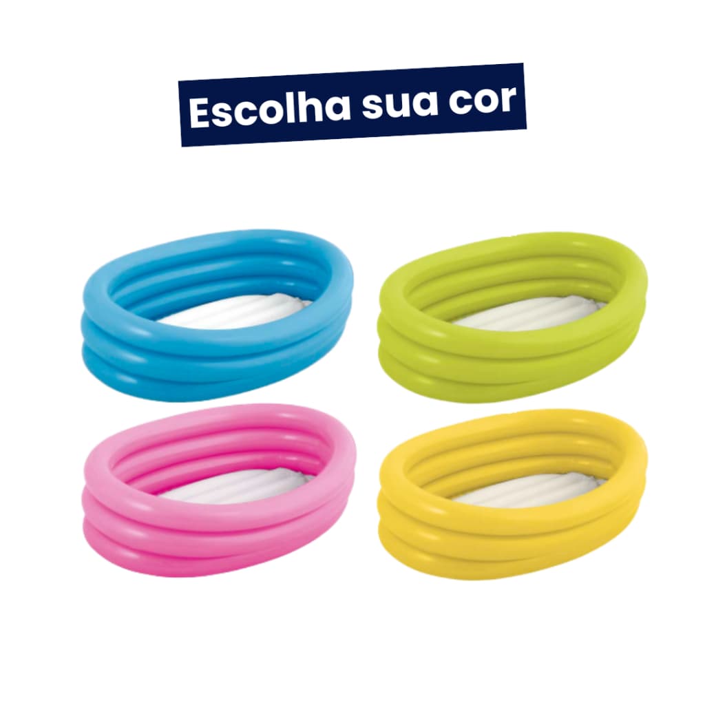 Banheira Inflável Oval Infantil 55 L Cores Variadas Azul/Rosa/Amarelo/Verde - Mor