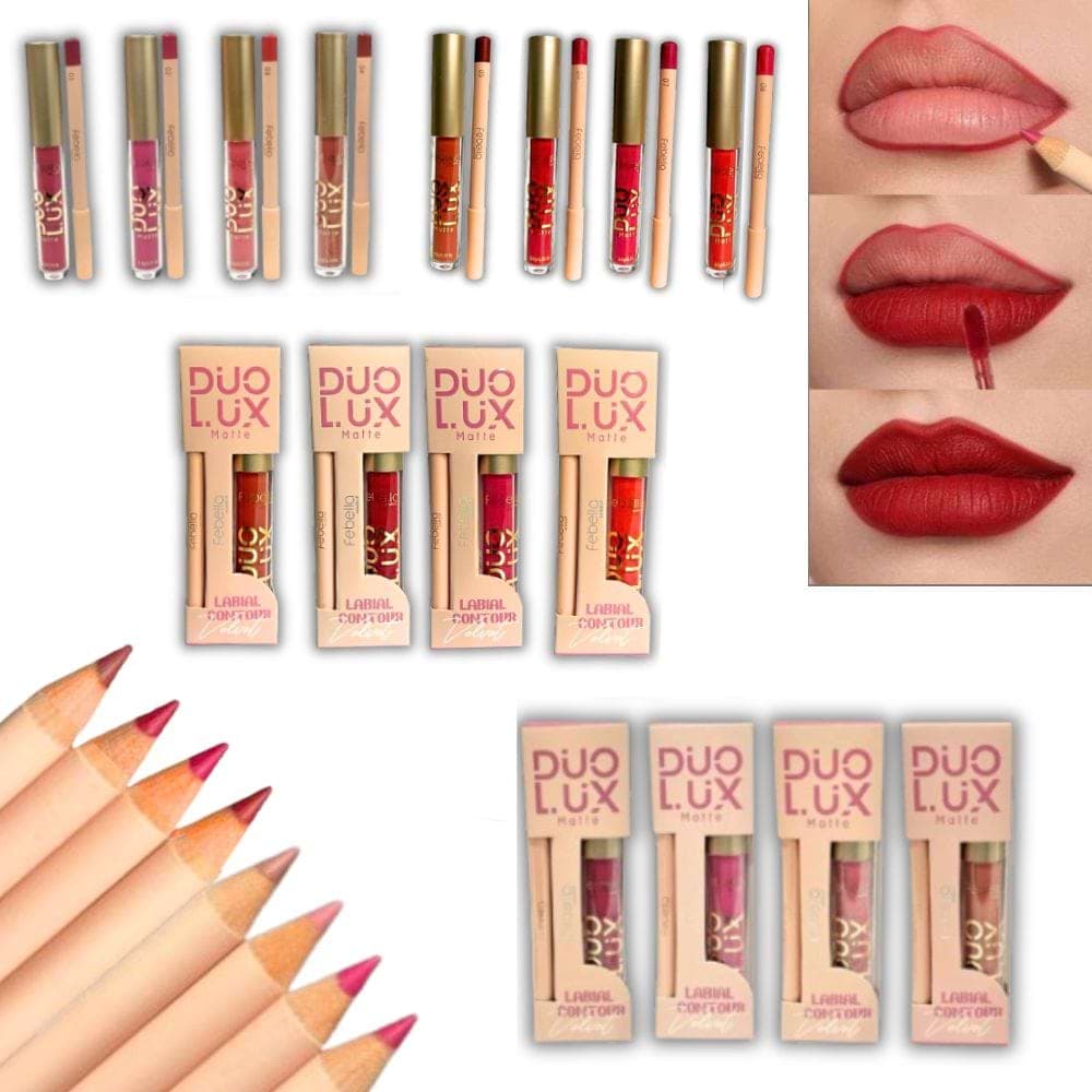 Kit Batom Líquido e Lápis Contorno Labial Duo Lux Matte Rosa Nude