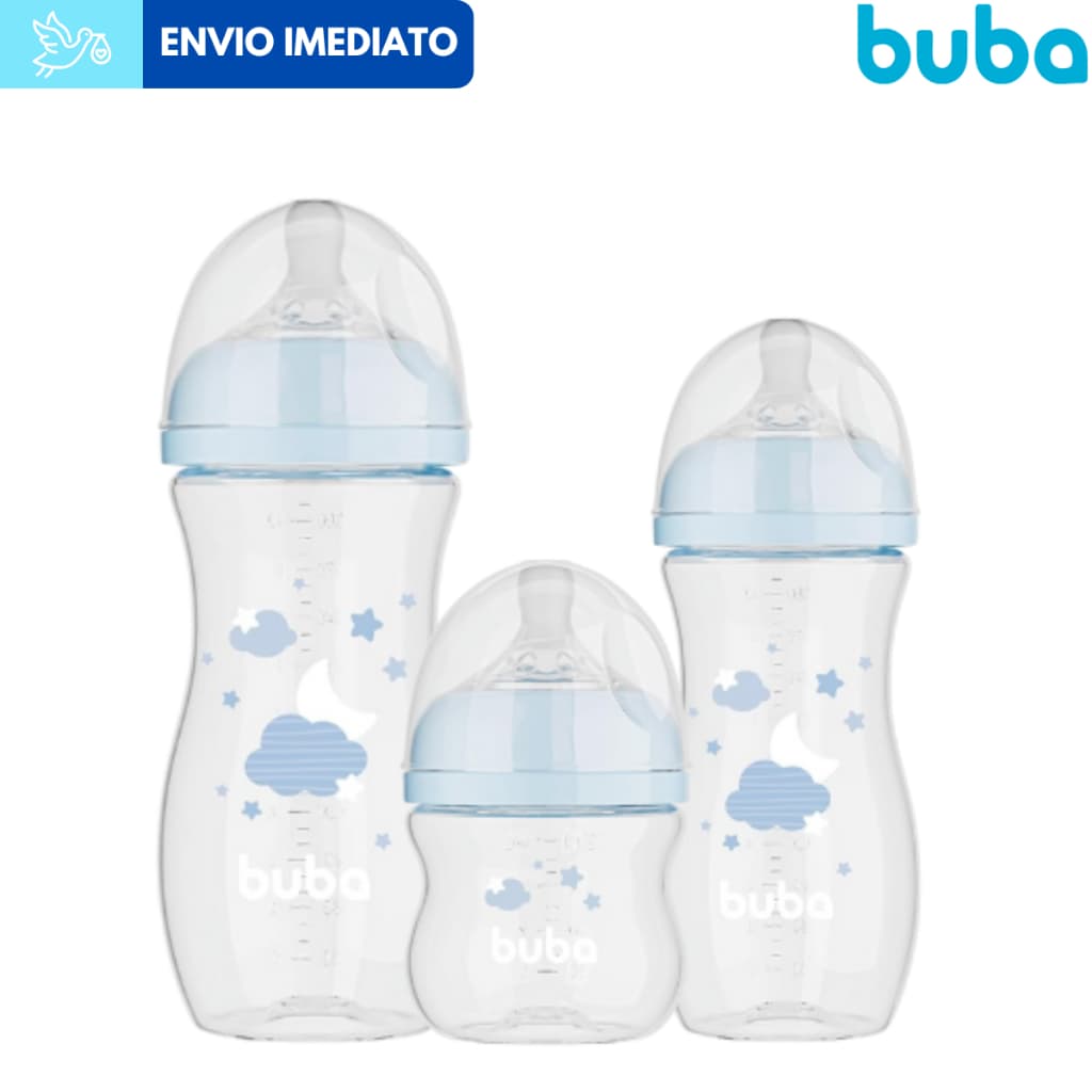 Kit 3 Mamadeiras Buba Anticólica Bebê Easy Flow 120 270 e 330ml