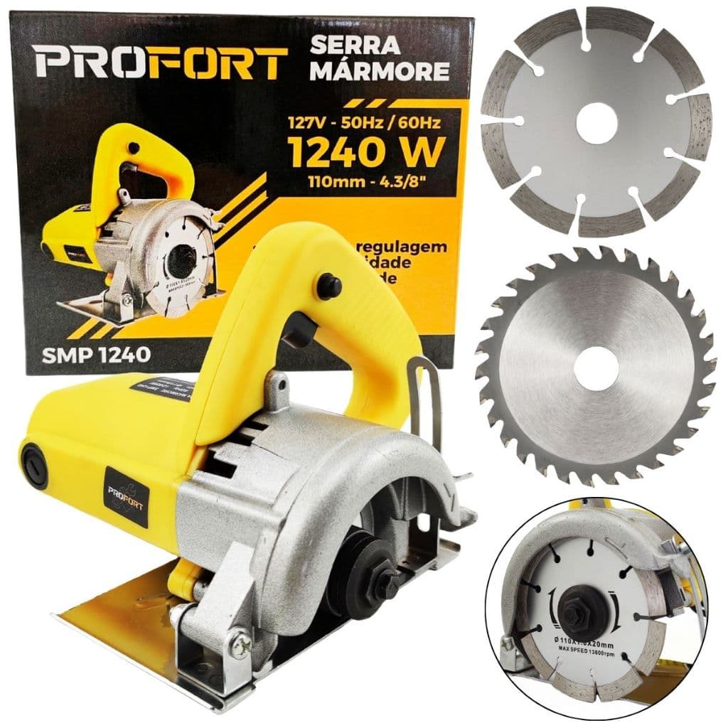 Kit Serra Mármore Tipo Makita SMP1240 para Construção Cívil, Marcenaria - Profort