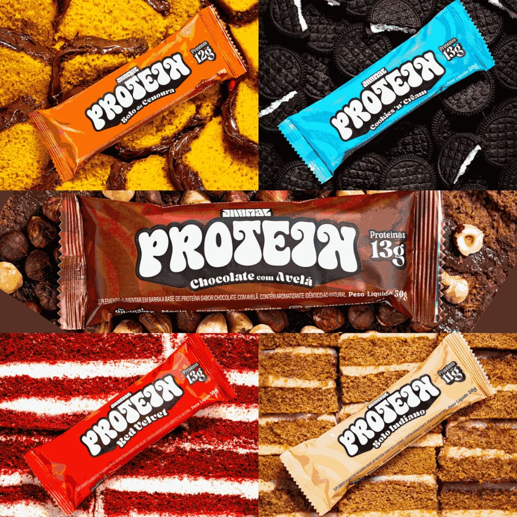 Barrinha Proteica Unitária JHAMAL |Sem Açúcar, Sem Lactose Snack Saudável Fitness Energia Pré-Treino
