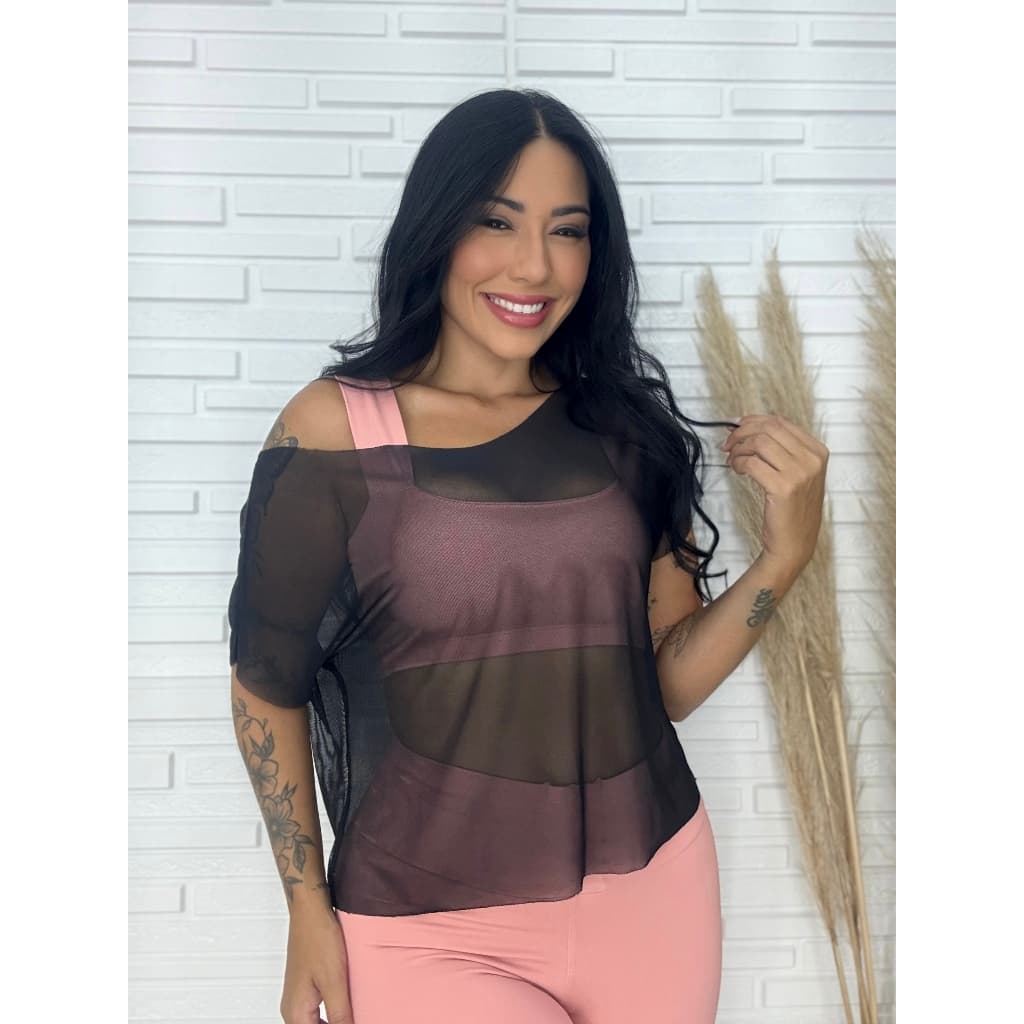Blusa Cropped de Tule Academia Premium Fitness ou Casual - Não Enrola, Conforto e Estilo | Fabricação Própria