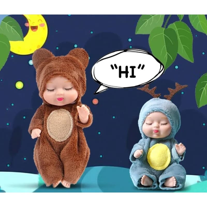 Casa de bonecas Boneca bebê articulada com roupinha de animais