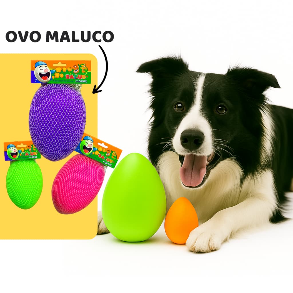 Brinquedo Mordedor para Cachorro Pet Ovo Maluco Bolinha Interativa