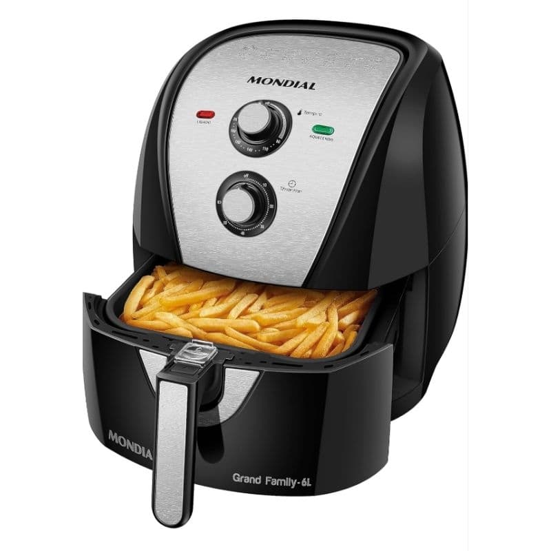 Fritadeira Sem Óleo Air Fryer 6L, Mondial, Preto/Inox, 1900W, 127V