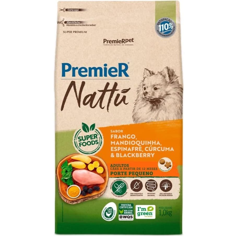 RAÇÃO PREMIER NATTU CÃES ADULTOS PORTE PEQUENO MANDIOQUINHA 2.5KG