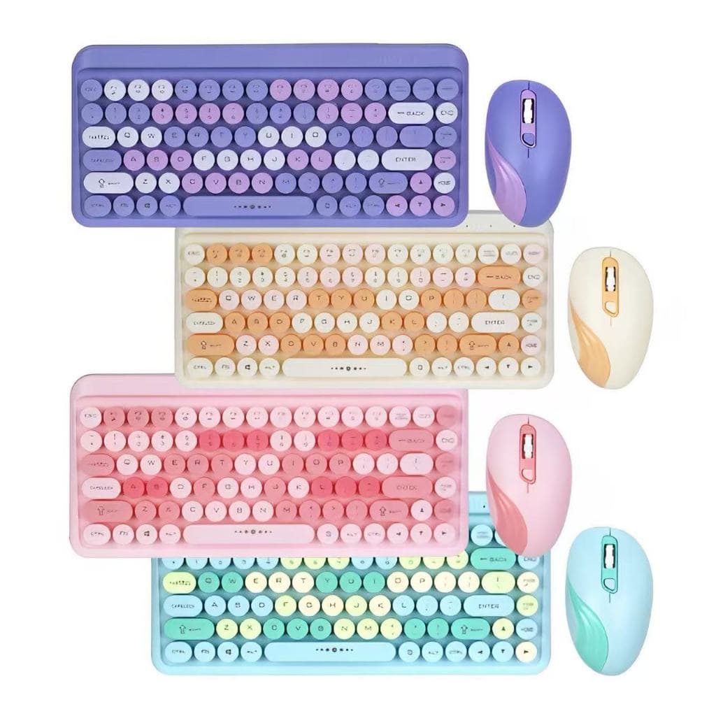 Conjunto de teclado e mouse sem fio USB Bluetooth colorido, adequado para negócios de escritório