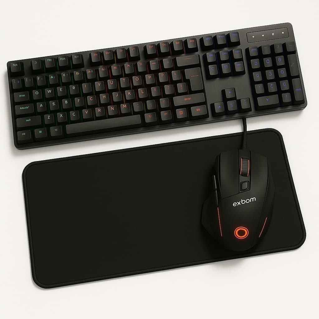 Kit Gamer Teclado Semi-mecânico RGB + Mouse 3200 Dpi RGB + Mouse Pad 70x35