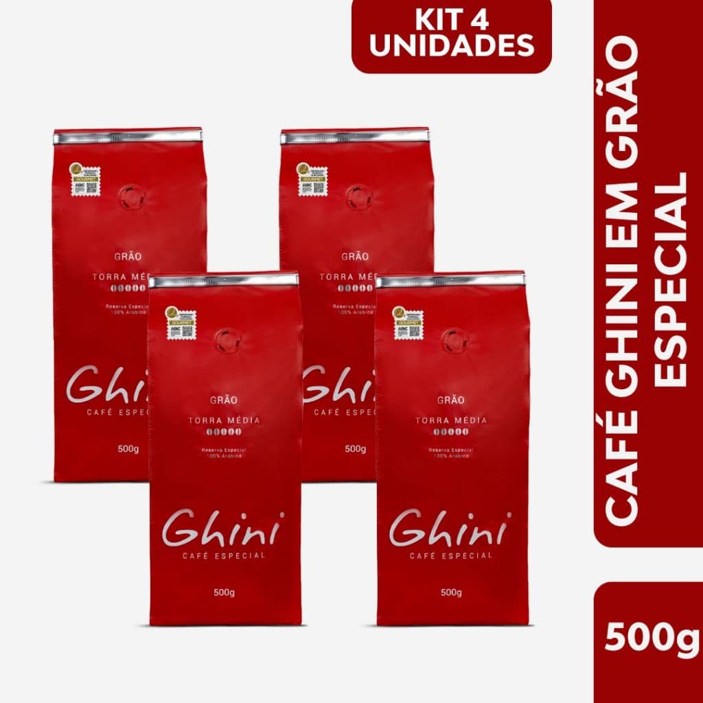 Kit Café Ghini em Grãos Torrado 500g - 4 Pacotes