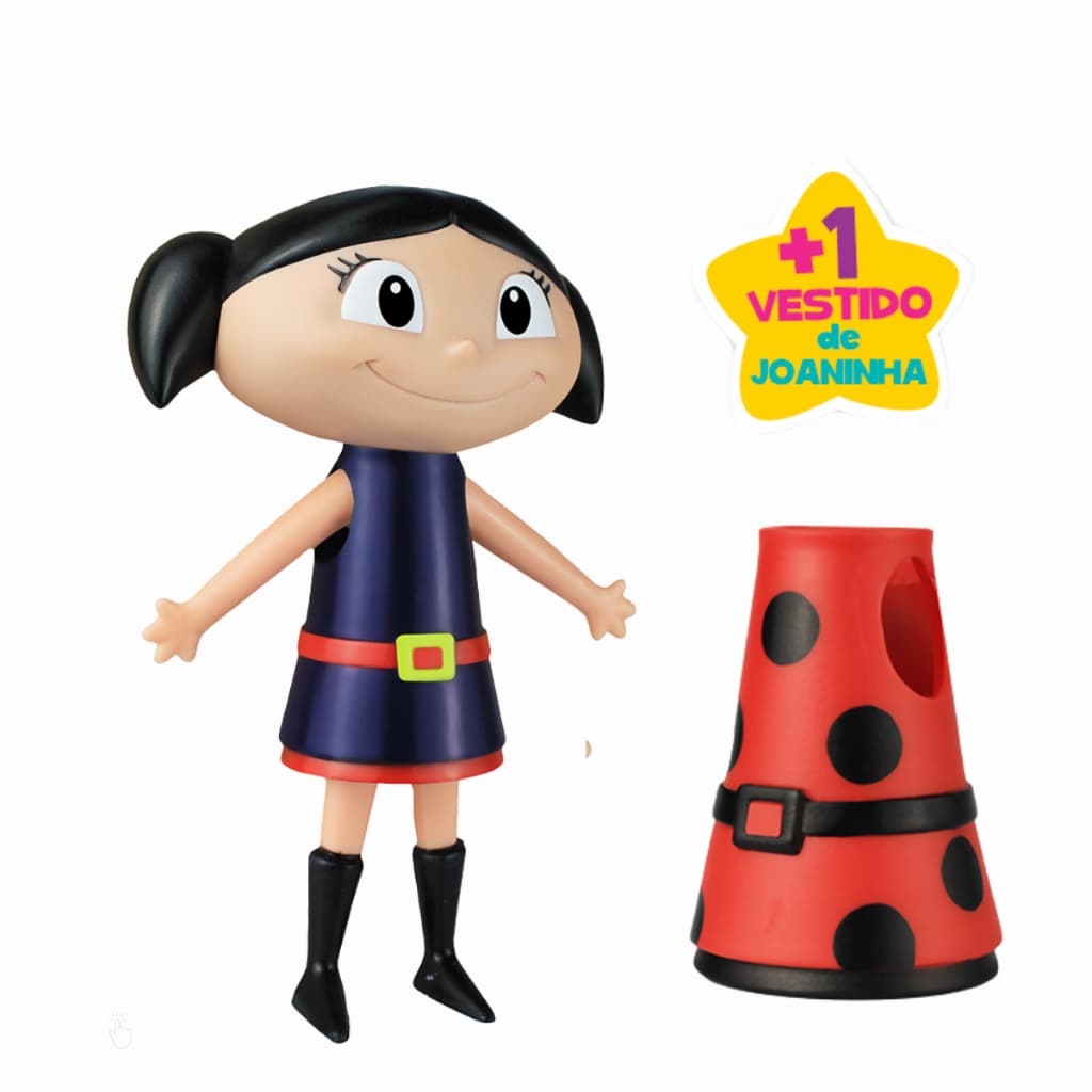 Boneca Luna Joaninha O Show da Luna Articulada Vinil 20cm Cardoso Toys Brinquedo Presente Infantil Dia das Criança