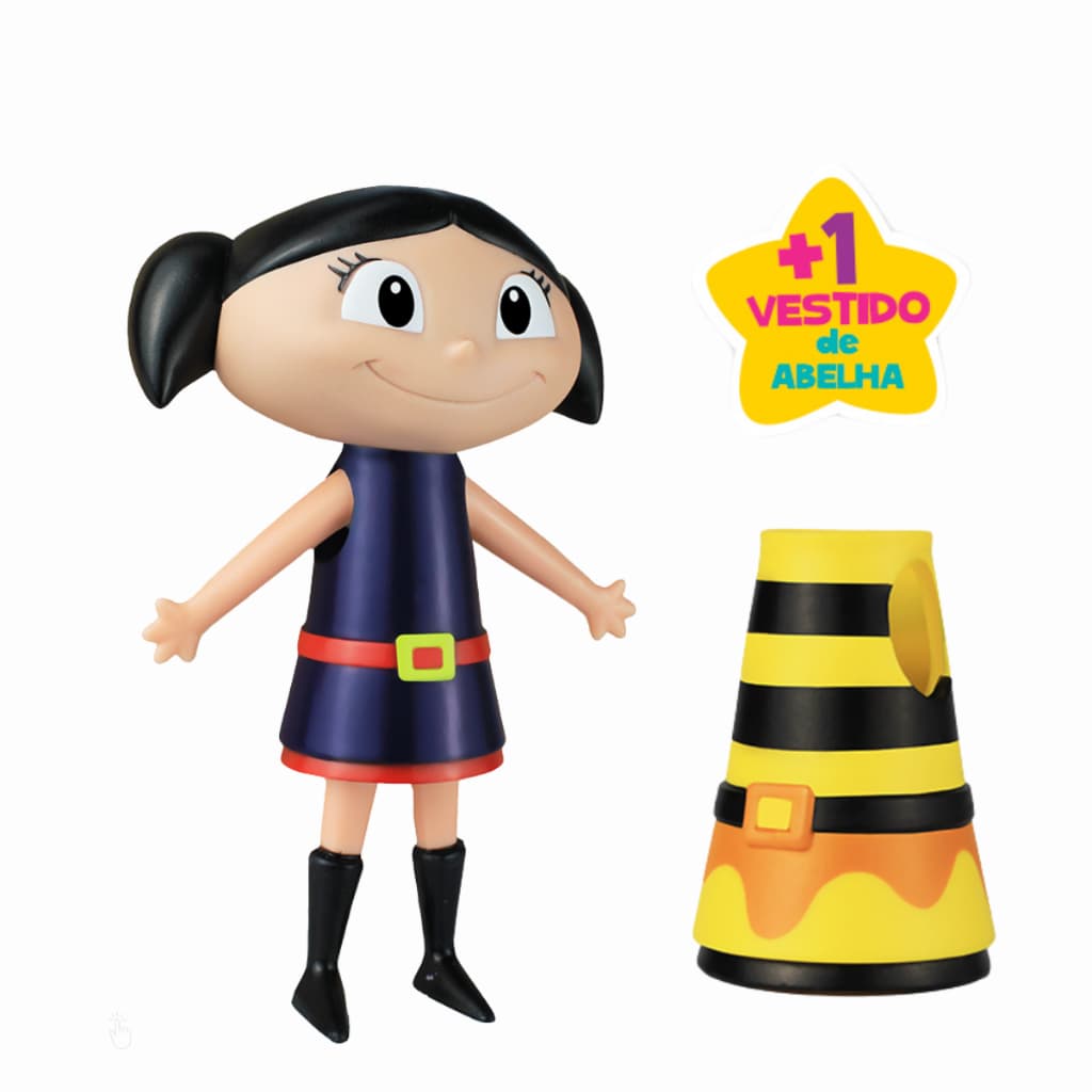 Boneca Luna Abelha O Show da Luna Articulada Vinil 20cm  Cardoso Toys Brinquedo Presente Infantil Dia das Criança